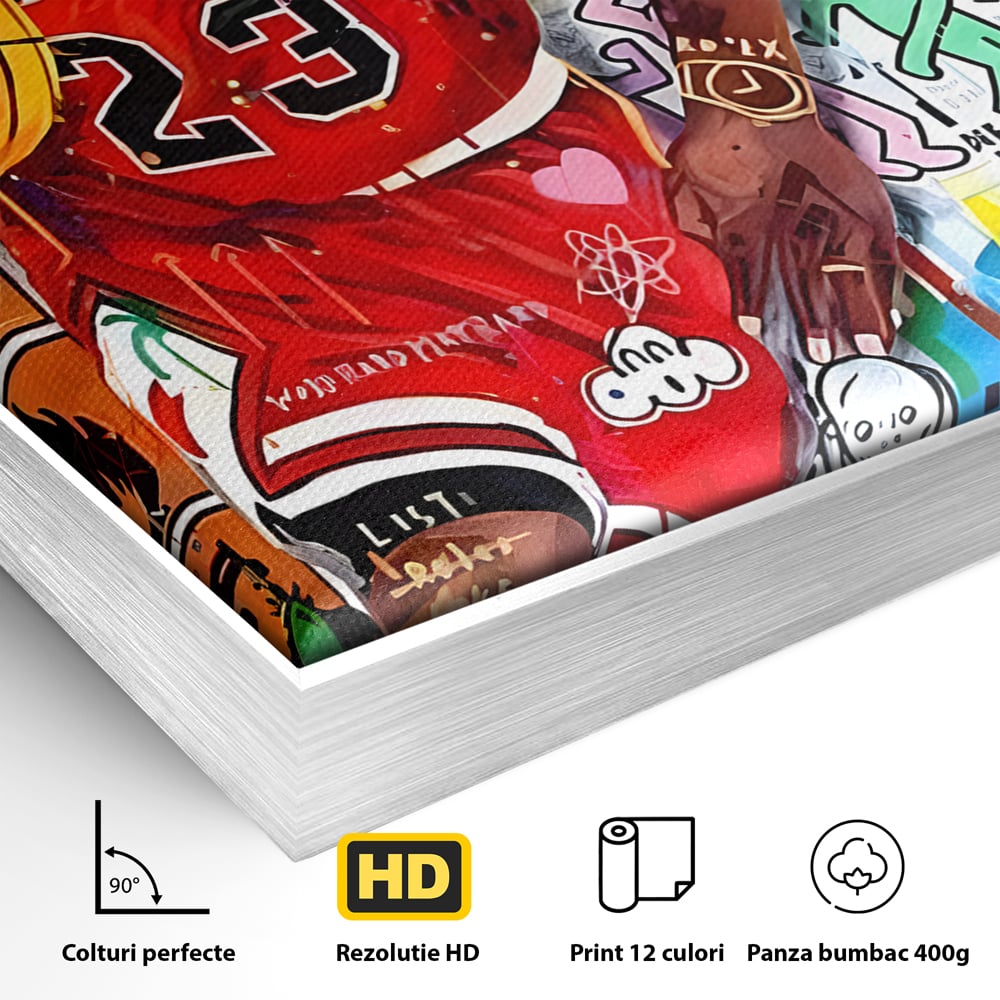 Tablou Canvas Premium LuxCanva® B1090, Marele Michael Jordan , Birou, Jucator Profesionist, Baschet, NBA, Camera copii, Chicago Bulls, Culori Vibrante