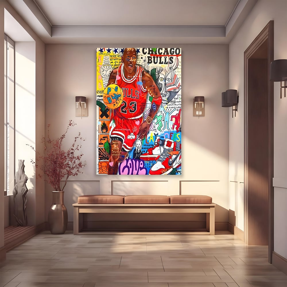 Tablou Canvas Premium LuxCanva® B1090, Marele Michael Jordan , Birou, Jucator Profesionist, Baschet, NBA, Camera copii, Chicago Bulls, Culori Vibrante