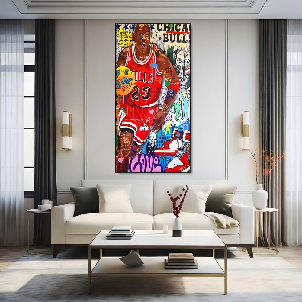 Tablou Canvas Premium LuxCanva® B1090, Marele Michael Jordan , Birou, Jucator Profesionist, Baschet, NBA, Camera copii, Chicago Bulls, Culori Vibrante