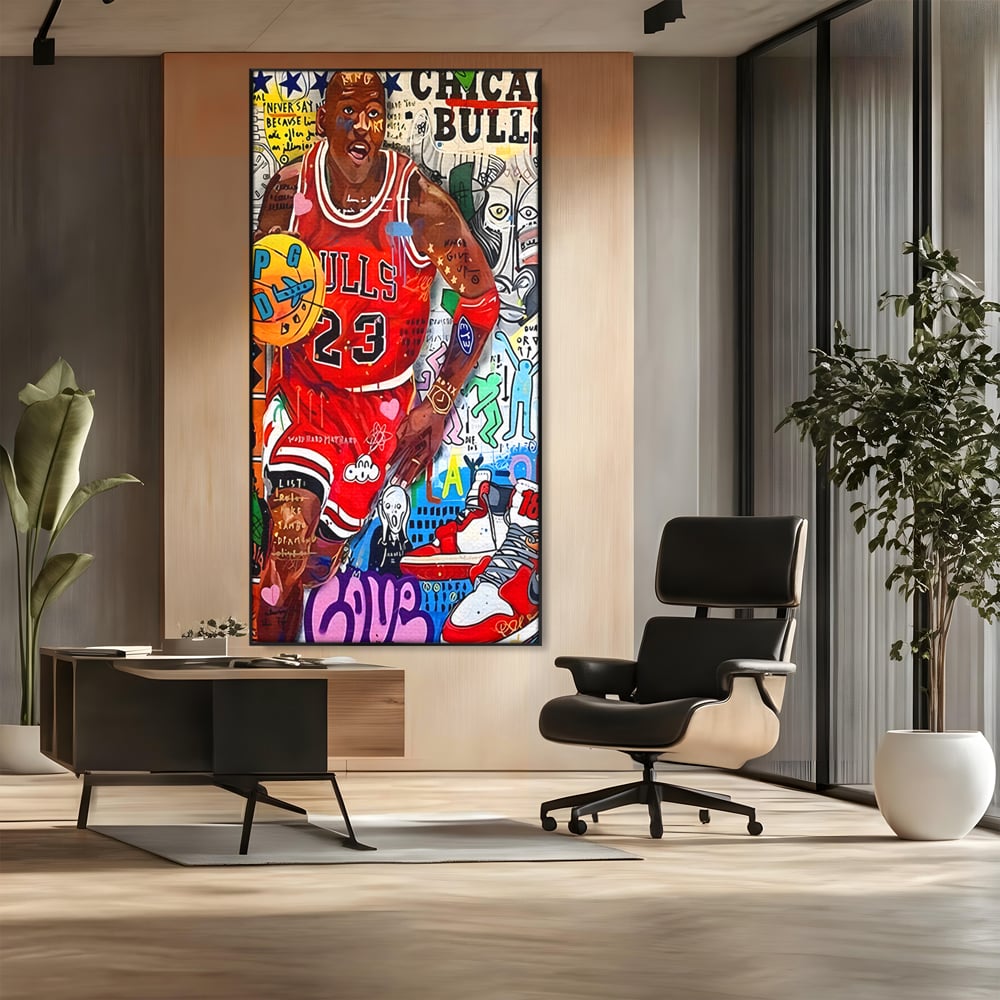 Tablou Canvas Premium LuxCanva® B1090, Marele Michael Jordan , Birou, Jucator Profesionist, Baschet, NBA, Camera copii, Chicago Bulls, Culori Vibrante