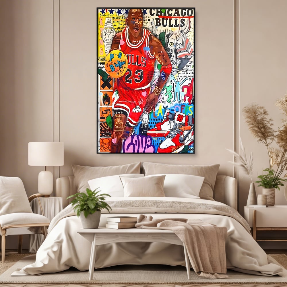 Tablou Canvas Premium LuxCanva® B1090, Marele Michael Jordan , Birou, Jucator Profesionist, Baschet, NBA, Camera copii, Chicago Bulls, Culori Vibrante