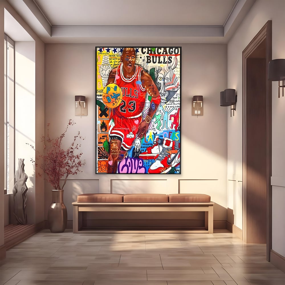 Tablou Canvas Premium LuxCanva® B1090, Marele Michael Jordan , Birou, Jucator Profesionist, Baschet, NBA, Camera copii, Chicago Bulls, Culori Vibrante