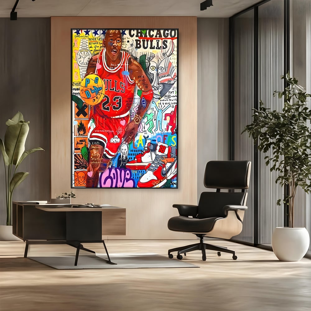 Tablou Canvas Premium LuxCanva® B1090, Marele Michael Jordan , Birou, Jucator Profesionist, Baschet, NBA, Camera copii, Chicago Bulls, Culori Vibrante