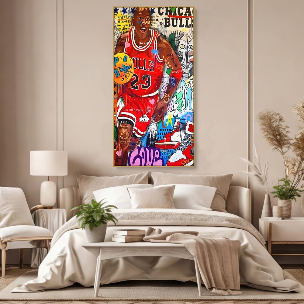 Tablou Canvas Premium LuxCanva® B1090, Marele Michael Jordan , Birou, Jucator Profesionist, Baschet, NBA, Camera copii, Chicago Bulls, Culori Vibrante