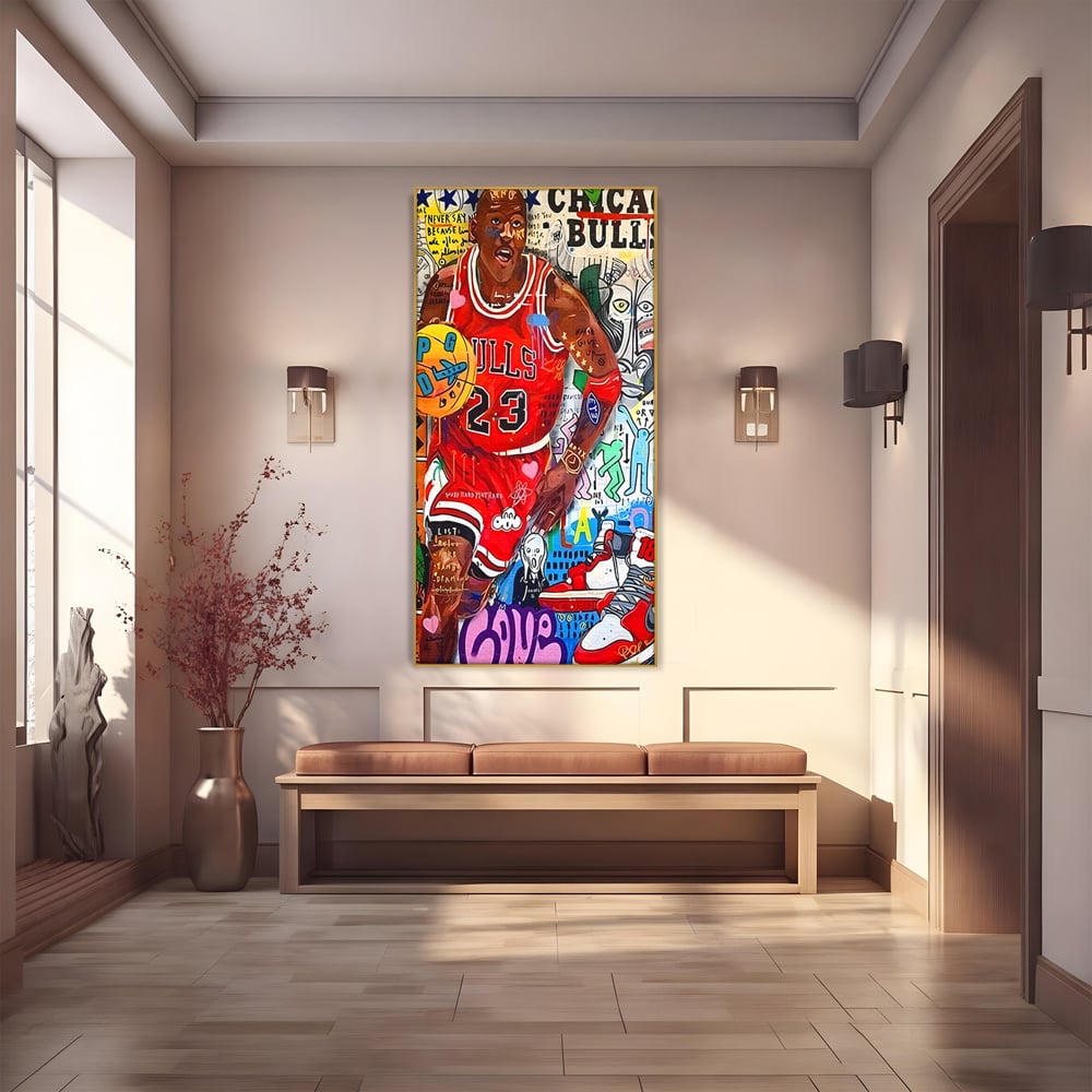 Tablou Canvas Premium LuxCanva® B1090, Marele Michael Jordan , Birou, Jucator Profesionist, Baschet, NBA, Camera copii, Chicago Bulls, Culori Vibrante