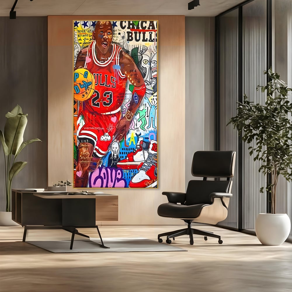 Tablou Canvas Premium LuxCanva® B1090, Marele Michael Jordan , Birou, Jucator Profesionist, Baschet, NBA, Camera copii, Chicago Bulls, Culori Vibrante
