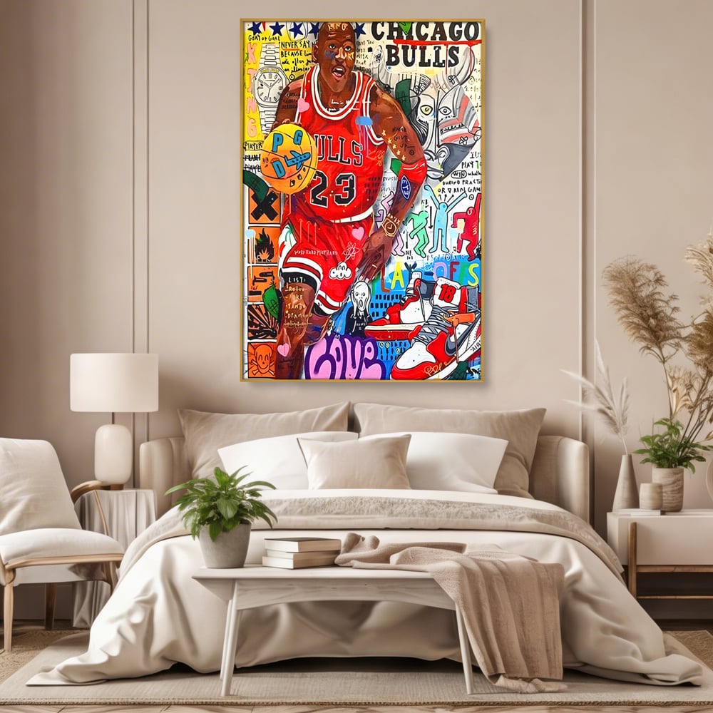 Tablou Canvas Premium LuxCanva® B1090, Marele Michael Jordan , Birou, Jucator Profesionist, Baschet, NBA, Camera copii, Chicago Bulls, Culori Vibrante