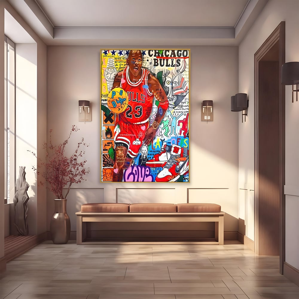 Tablou Canvas Premium LuxCanva® B1090, Marele Michael Jordan , Birou, Jucator Profesionist, Baschet, NBA, Camera copii, Chicago Bulls, Culori Vibrante