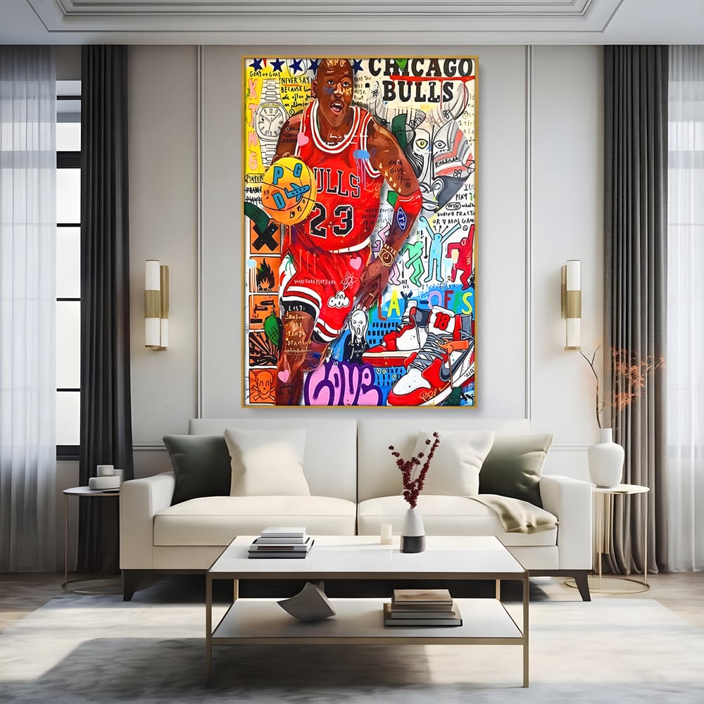 Tablou Canvas Premium LuxCanva® B1090, Marele Michael Jordan , Birou, Jucator Profesionist, Baschet, NBA, Camera copii, Chicago Bulls, Culori Vibrante