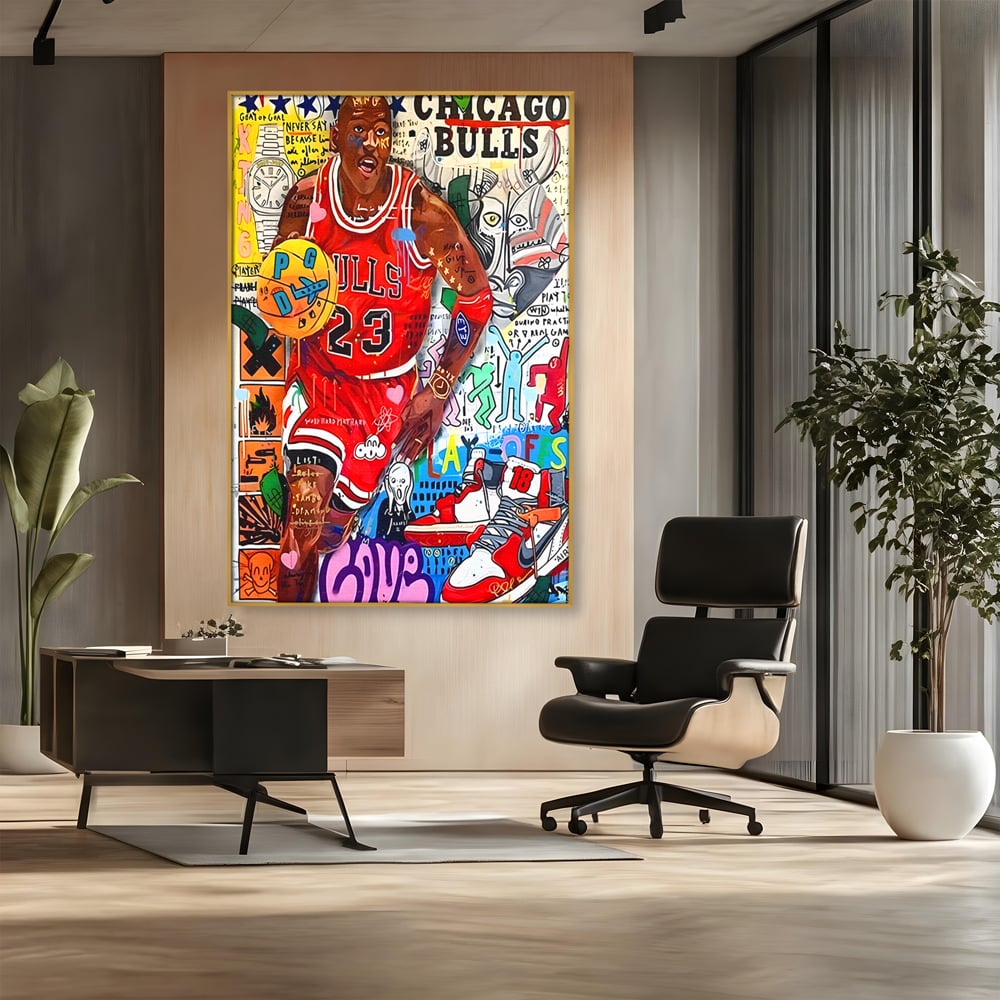 Tablou Canvas Premium LuxCanva® B1090, Marele Michael Jordan , Birou, Jucator Profesionist, Baschet, NBA, Camera copii, Chicago Bulls, Culori Vibrante