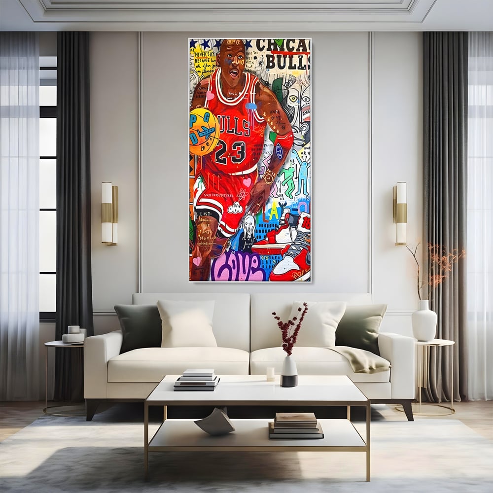 Tablou Canvas Premium LuxCanva® B1090, Marele Michael Jordan , Birou, Jucator Profesionist, Baschet, NBA, Camera copii, Chicago Bulls, Culori Vibrante