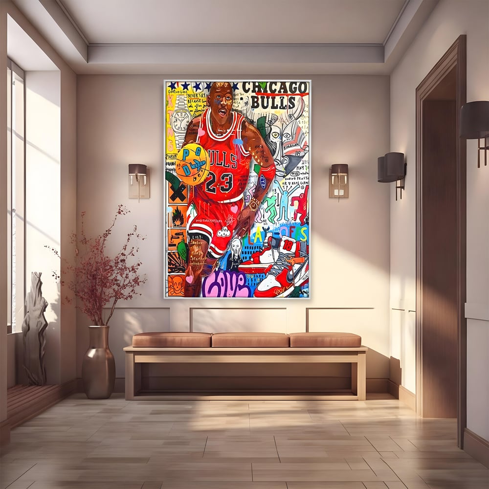 Tablou Canvas Premium LuxCanva® B1090, Marele Michael Jordan , Birou, Jucator Profesionist, Baschet, NBA, Camera copii, Chicago Bulls, Culori Vibrante