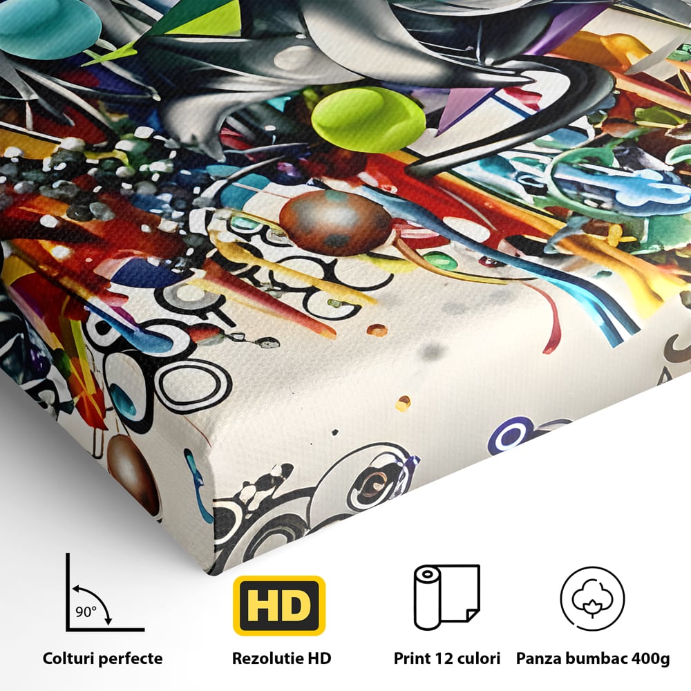 Tablou Canvas Premium LuxCanva® B1092, Jocul Culorilor , Living, Abstract, Flori, Colorat, Fun Times, Dormitor, Geometric, Culori Vibrante