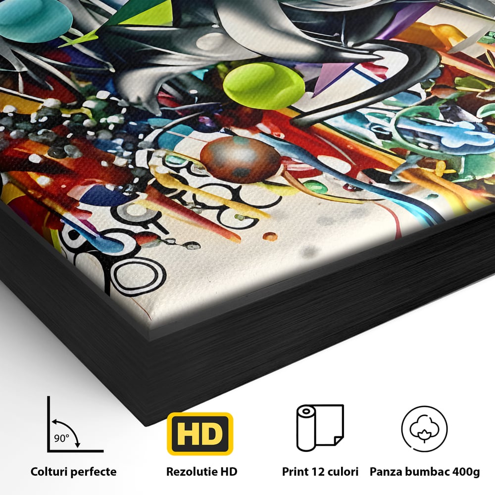 Tablou Canvas Premium LuxCanva® B1092, Jocul Culorilor , Living, Abstract, Flori, Colorat, Fun Times, Dormitor, Geometric, Culori Vibrante