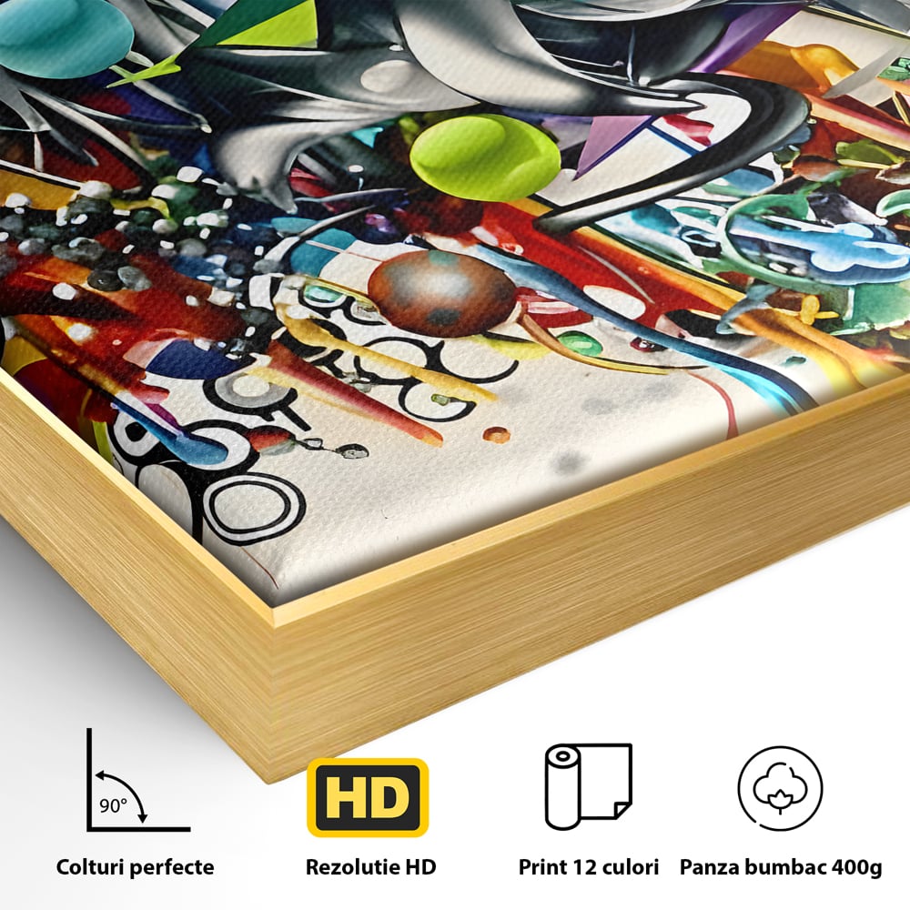 Tablou Canvas Premium LuxCanva® B1092, Jocul Culorilor , Living, Abstract, Flori, Colorat, Fun Times, Dormitor, Geometric, Culori Vibrante