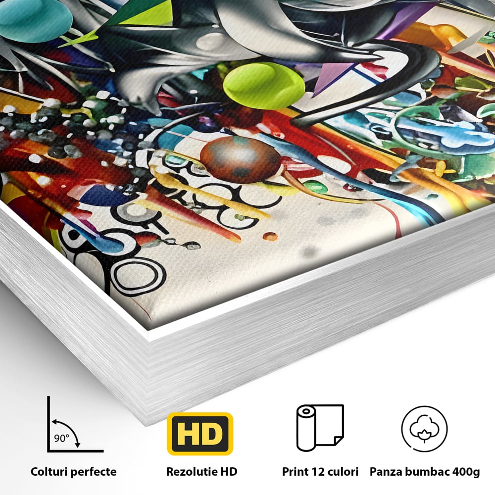 Tablou Canvas Premium LuxCanva® B1092, Jocul Culorilor , Living, Abstract, Flori, Colorat, Fun Times, Dormitor, Geometric, Culori Vibrante