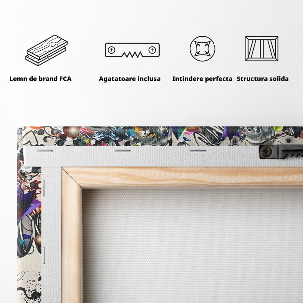 Tablou Canvas Premium LuxCanva® B1092, Jocul Culorilor , Living, Abstract, Flori, Colorat, Fun Times, Dormitor, Geometric, Culori Vibrante