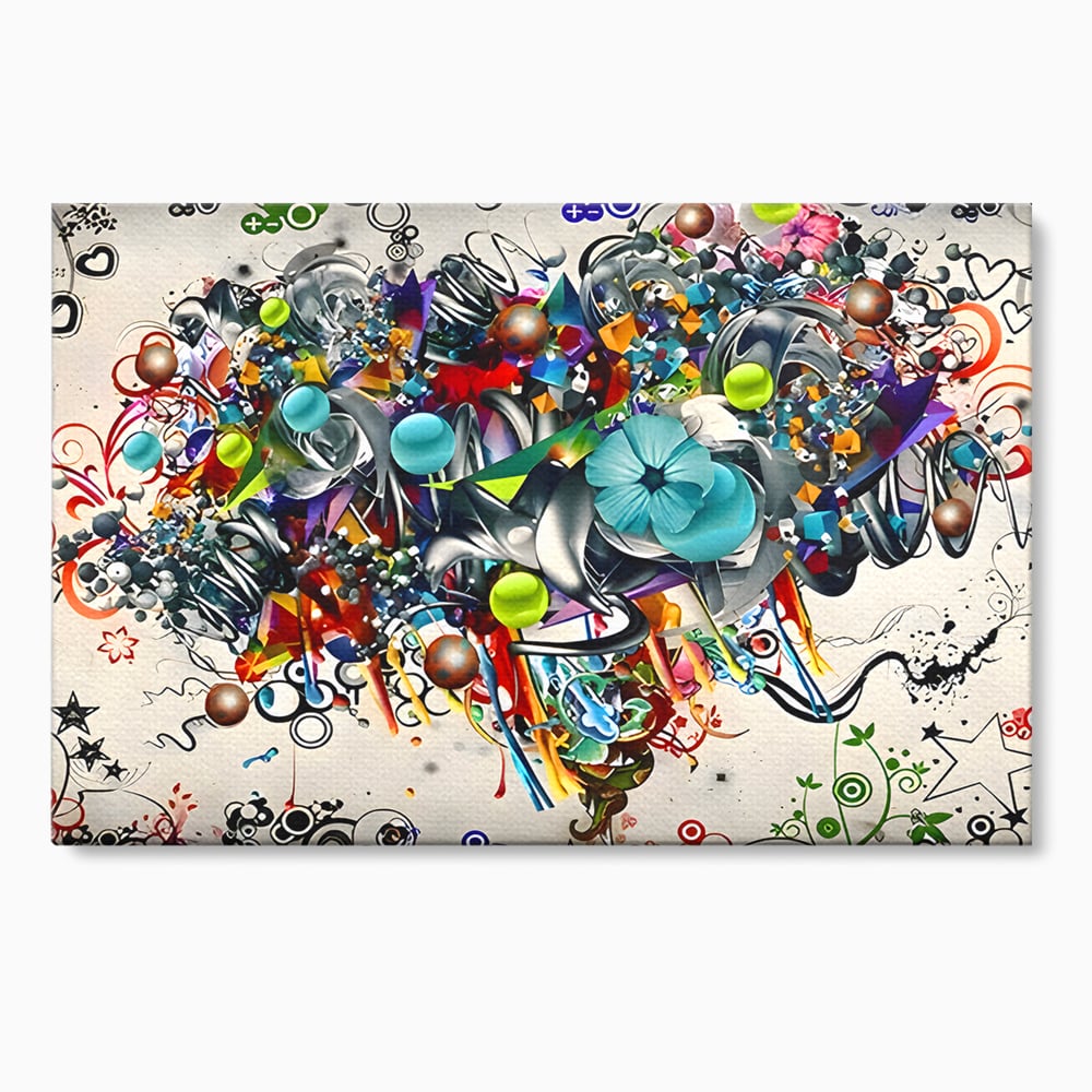 Tablou Canvas Premium LuxCanva® B1092, Jocul Culorilor , Living, Abstract, Flori, Colorat, Fun Times, Dormitor, Geometric, Culori Vibrante