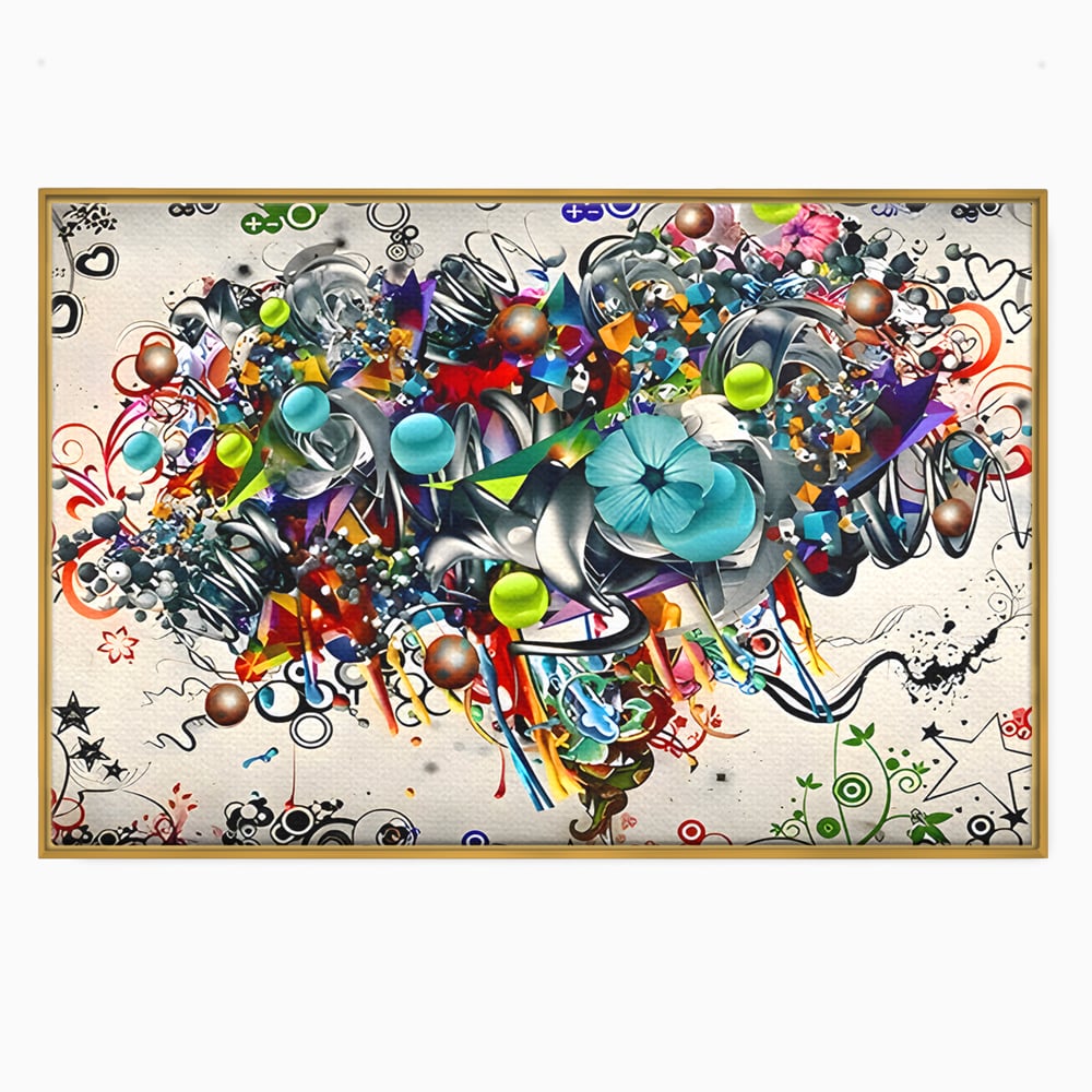 Tablou Canvas Premium LuxCanva® B1092, Jocul Culorilor , Living, Abstract, Flori, Colorat, Fun Times, Dormitor, Geometric, Culori Vibrante