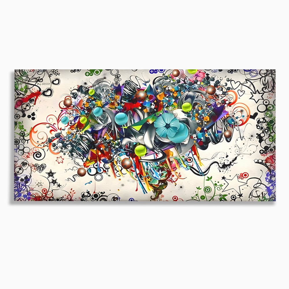 Tablou Canvas Premium LuxCanva® B1092, Jocul Culorilor , Living, Abstract, Flori, Colorat, Fun Times, Dormitor, Geometric, Culori Vibrante