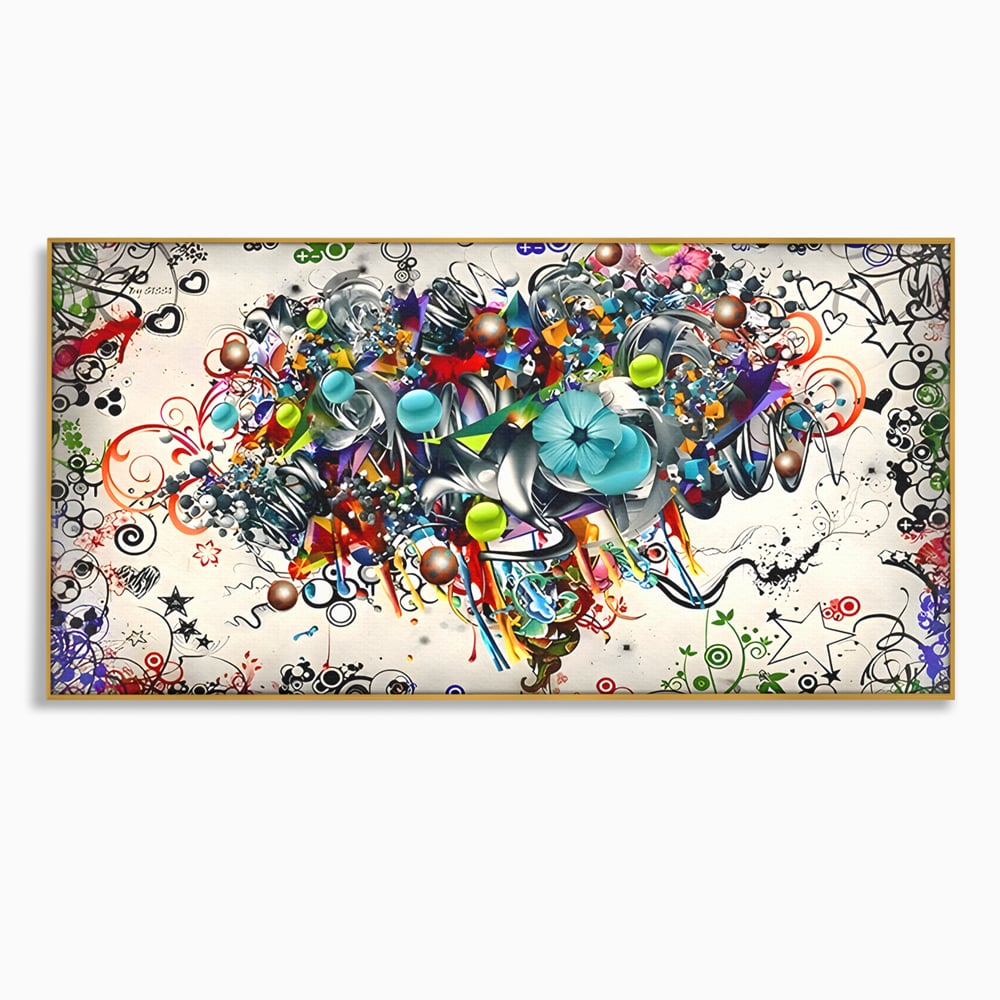 Tablou Canvas Premium LuxCanva® B1092, Jocul Culorilor , Living, Abstract, Flori, Colorat, Fun Times, Dormitor, Geometric, Culori Vibrante