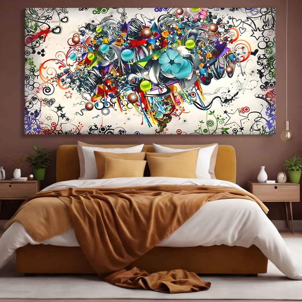 Tablou Canvas Premium LuxCanva® B1092, Jocul Culorilor , Living, Abstract, Flori, Colorat, Fun Times, Dormitor, Geometric, Culori Vibrante