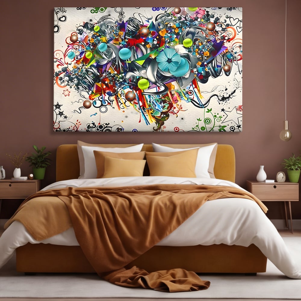 Tablou Canvas Premium LuxCanva® B1092, Jocul Culorilor , Living, Abstract, Flori, Colorat, Fun Times, Dormitor, Geometric, Culori Vibrante