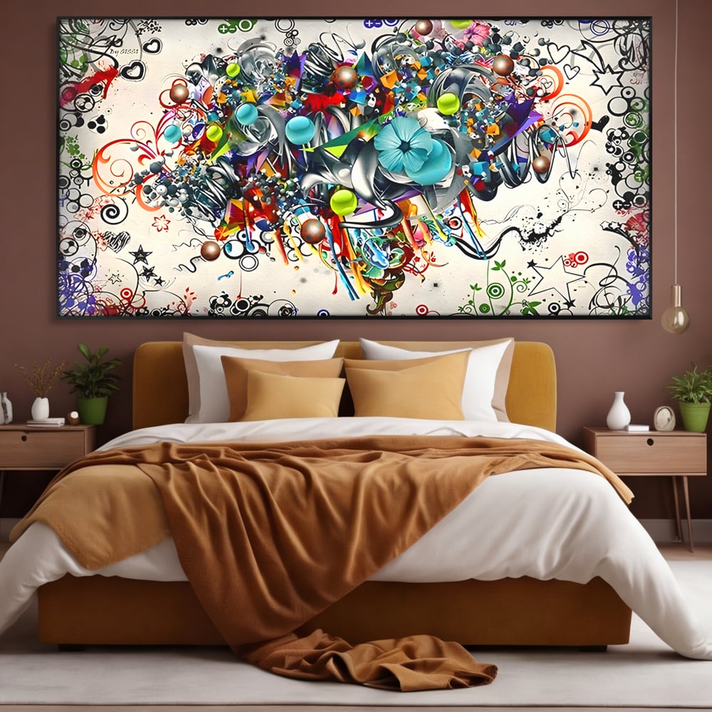 Tablou Canvas Premium LuxCanva® B1092, Jocul Culorilor , Living, Abstract, Flori, Colorat, Fun Times, Dormitor, Geometric, Culori Vibrante