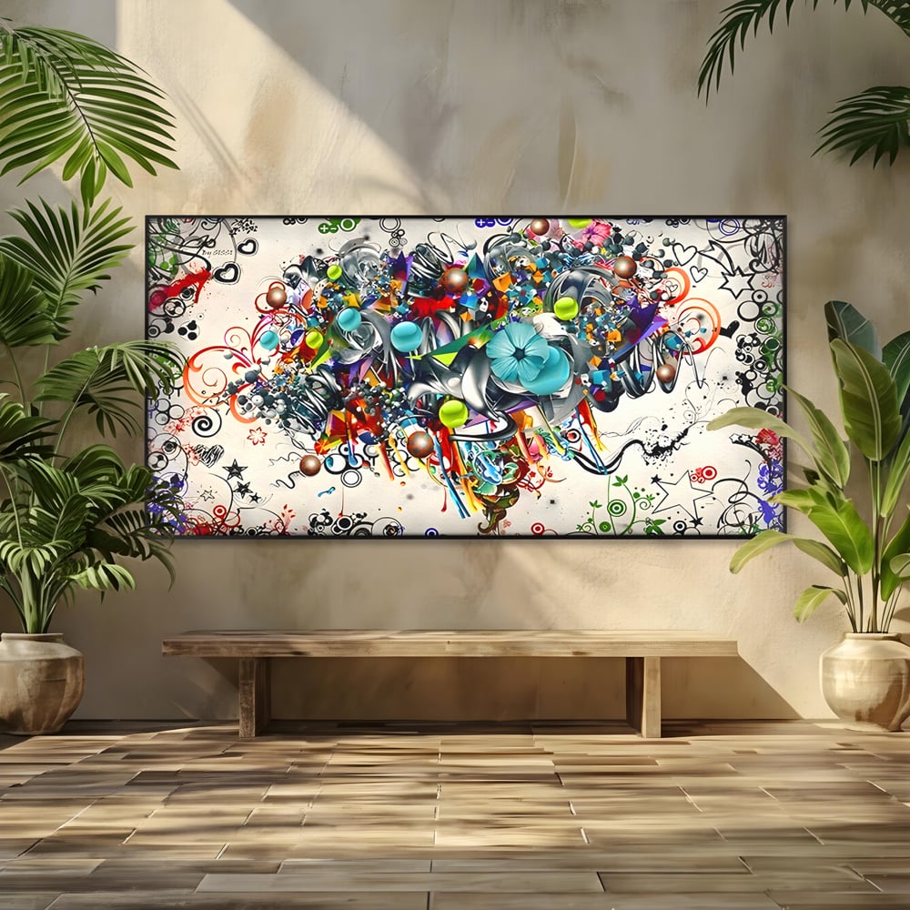 Tablou Canvas Premium LuxCanva® B1092, Jocul Culorilor , Living, Abstract, Flori, Colorat, Fun Times, Dormitor, Geometric, Culori Vibrante