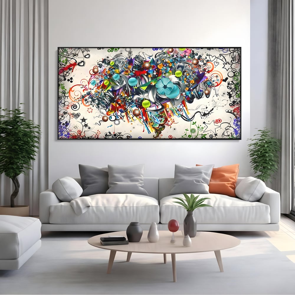 Tablou Canvas Premium LuxCanva® B1092, Jocul Culorilor , Living, Abstract, Flori, Colorat, Fun Times, Dormitor, Geometric, Culori Vibrante