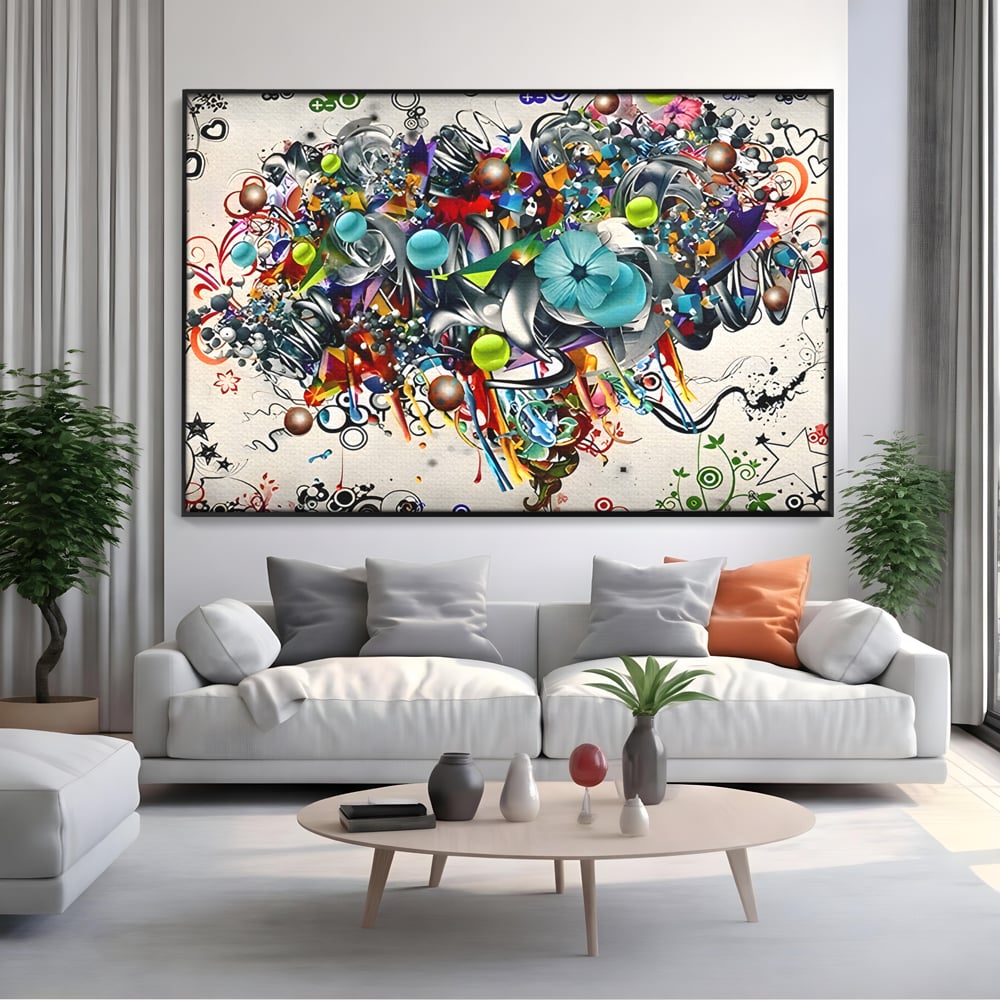 Tablou Canvas Premium LuxCanva® B1092, Jocul Culorilor , Living, Abstract, Flori, Colorat, Fun Times, Dormitor, Geometric, Culori Vibrante