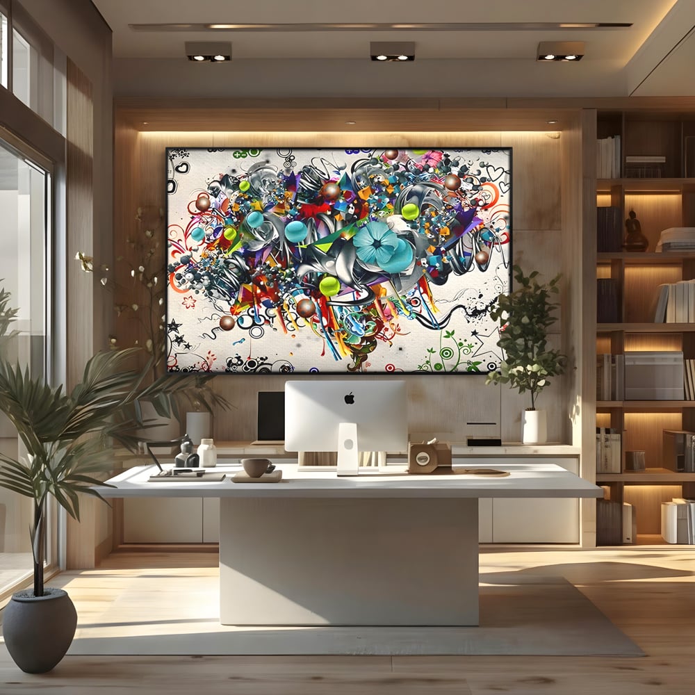 Tablou Canvas Premium LuxCanva® B1092, Jocul Culorilor , Living, Abstract, Flori, Colorat, Fun Times, Dormitor, Geometric, Culori Vibrante