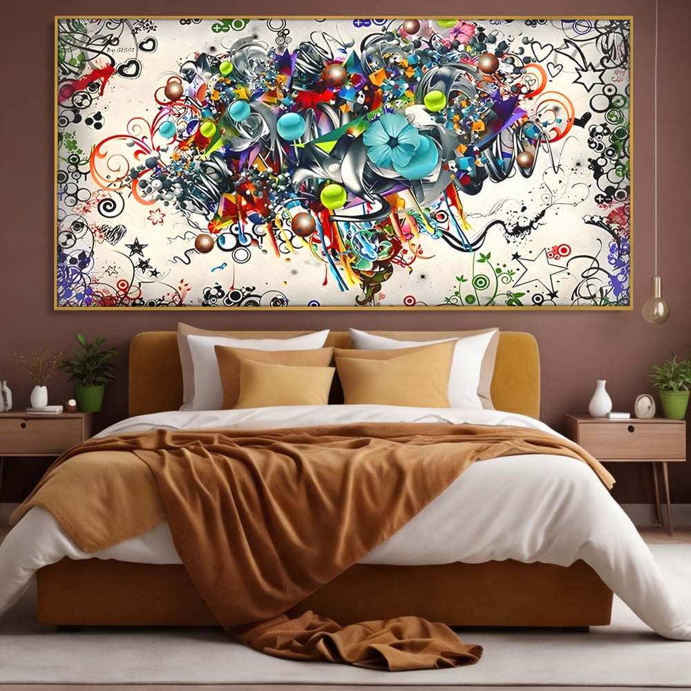 Tablou Canvas Premium LuxCanva® B1092, Jocul Culorilor , Living, Abstract, Flori, Colorat, Fun Times, Dormitor, Geometric, Culori Vibrante