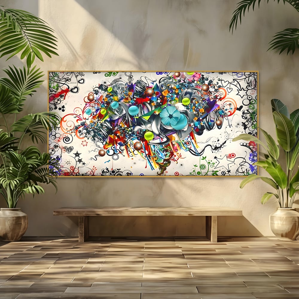 Tablou Canvas Premium LuxCanva® B1092, Jocul Culorilor , Living, Abstract, Flori, Colorat, Fun Times, Dormitor, Geometric, Culori Vibrante