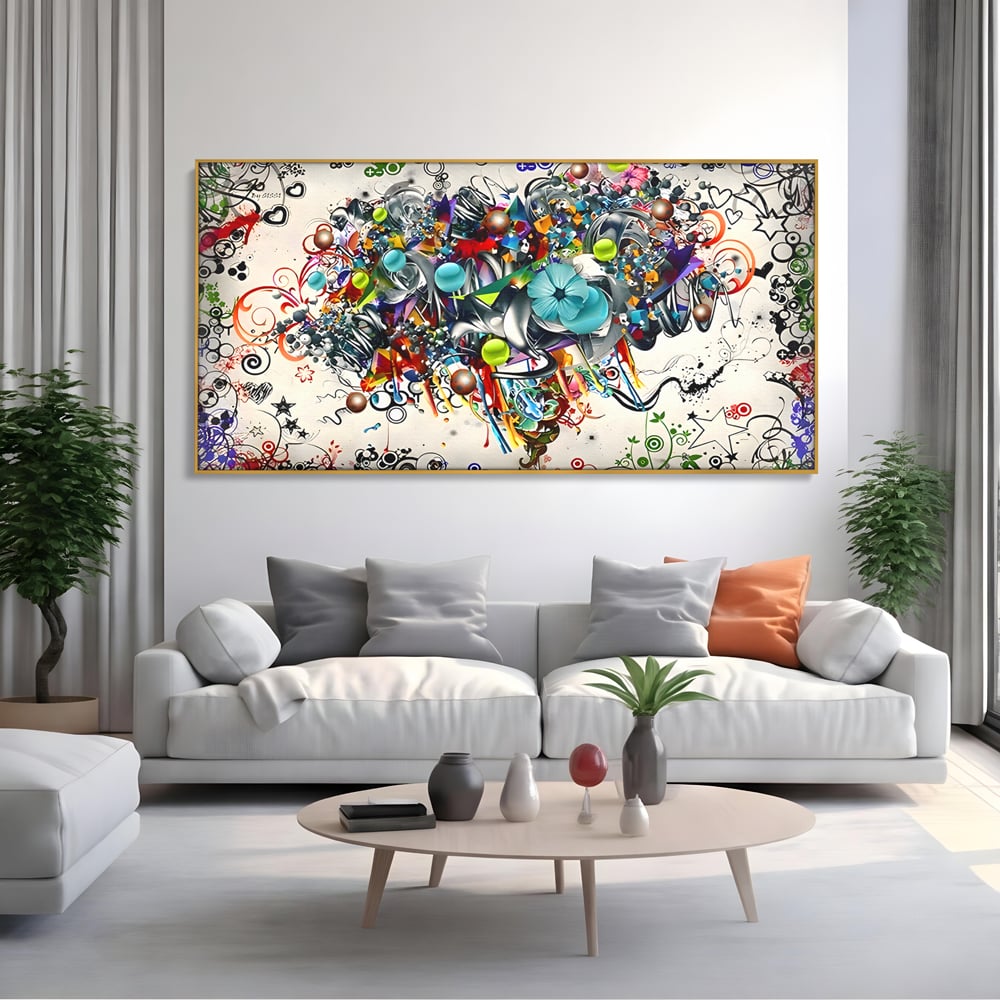 Tablou Canvas Premium LuxCanva® B1092, Jocul Culorilor , Living, Abstract, Flori, Colorat, Fun Times, Dormitor, Geometric, Culori Vibrante