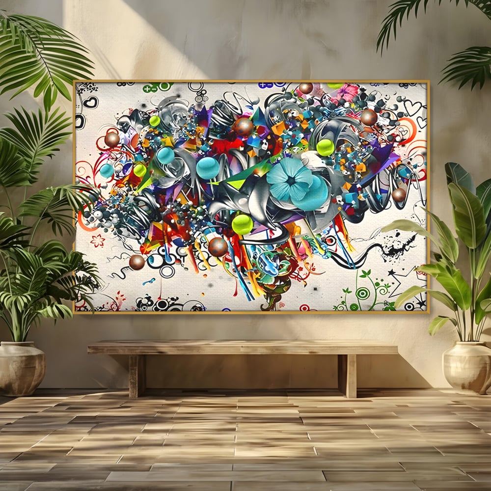 Tablou Canvas Premium LuxCanva® B1092, Jocul Culorilor , Living, Abstract, Flori, Colorat, Fun Times, Dormitor, Geometric, Culori Vibrante
