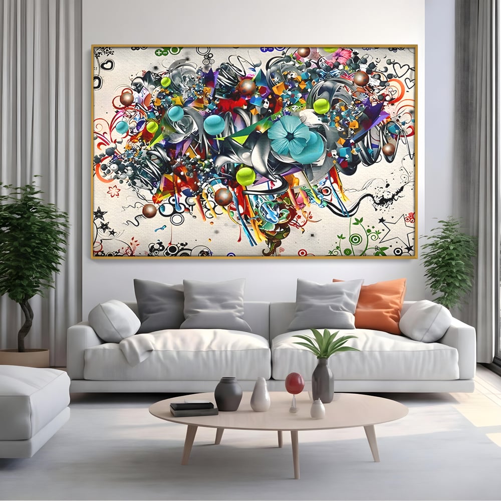 Tablou Canvas Premium LuxCanva® B1092, Jocul Culorilor , Living, Abstract, Flori, Colorat, Fun Times, Dormitor, Geometric, Culori Vibrante
