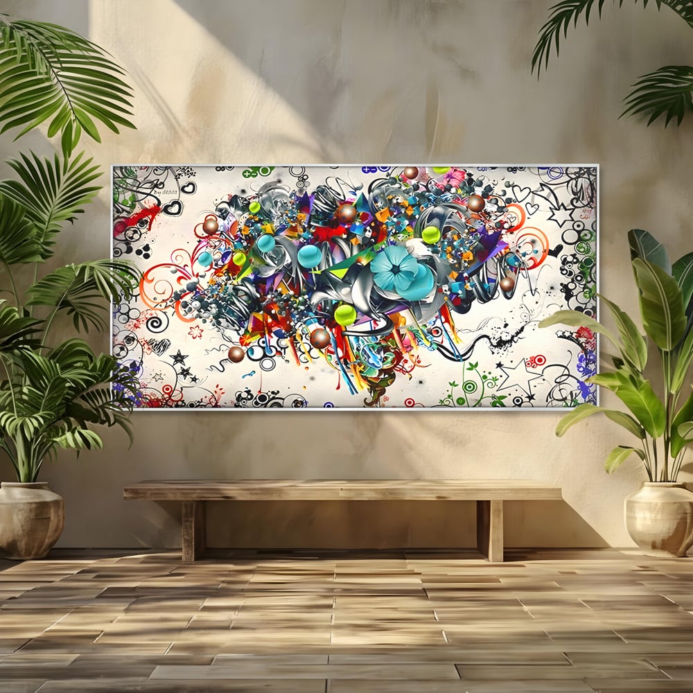 Tablou Canvas Premium LuxCanva® B1092, Jocul Culorilor , Living, Abstract, Flori, Colorat, Fun Times, Dormitor, Geometric, Culori Vibrante