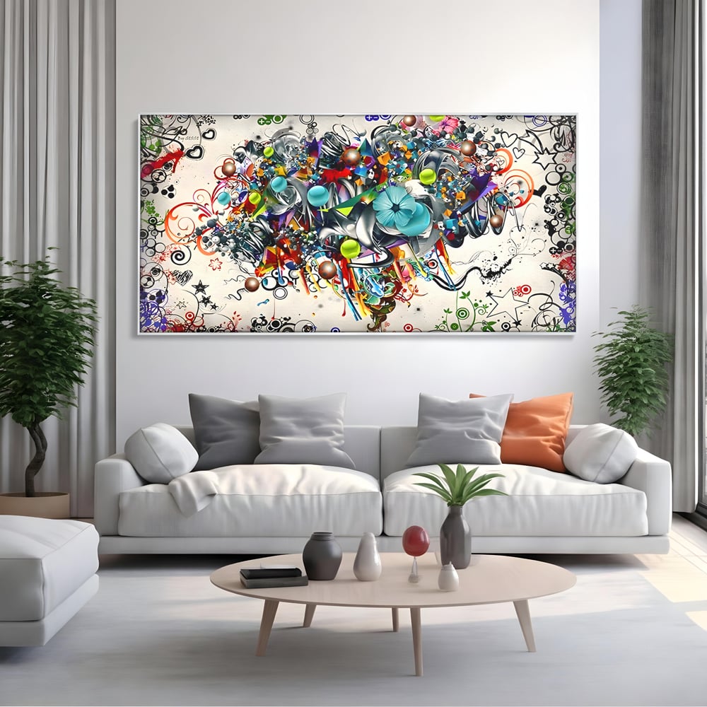 Tablou Canvas Premium LuxCanva® B1092, Jocul Culorilor , Living, Abstract, Flori, Colorat, Fun Times, Dormitor, Geometric, Culori Vibrante