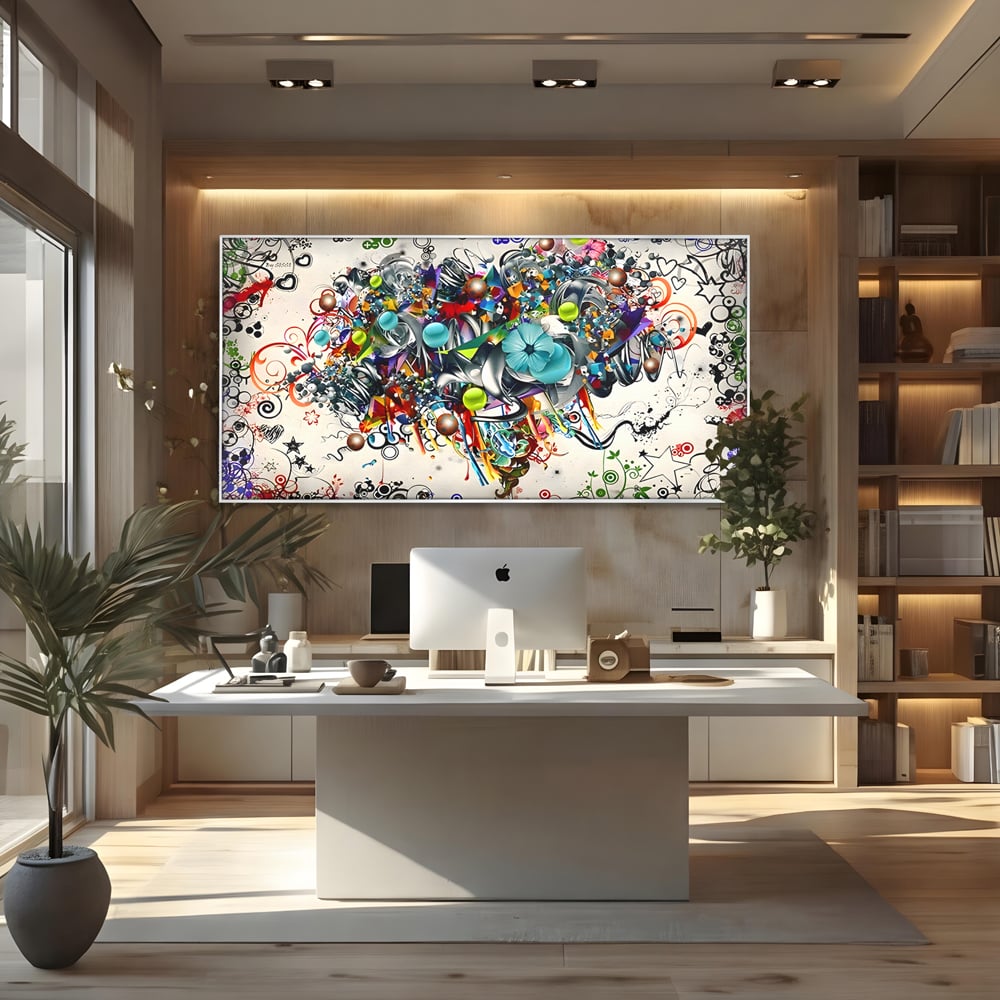 Tablou Canvas Premium LuxCanva® B1092, Jocul Culorilor , Living, Abstract, Flori, Colorat, Fun Times, Dormitor, Geometric, Culori Vibrante