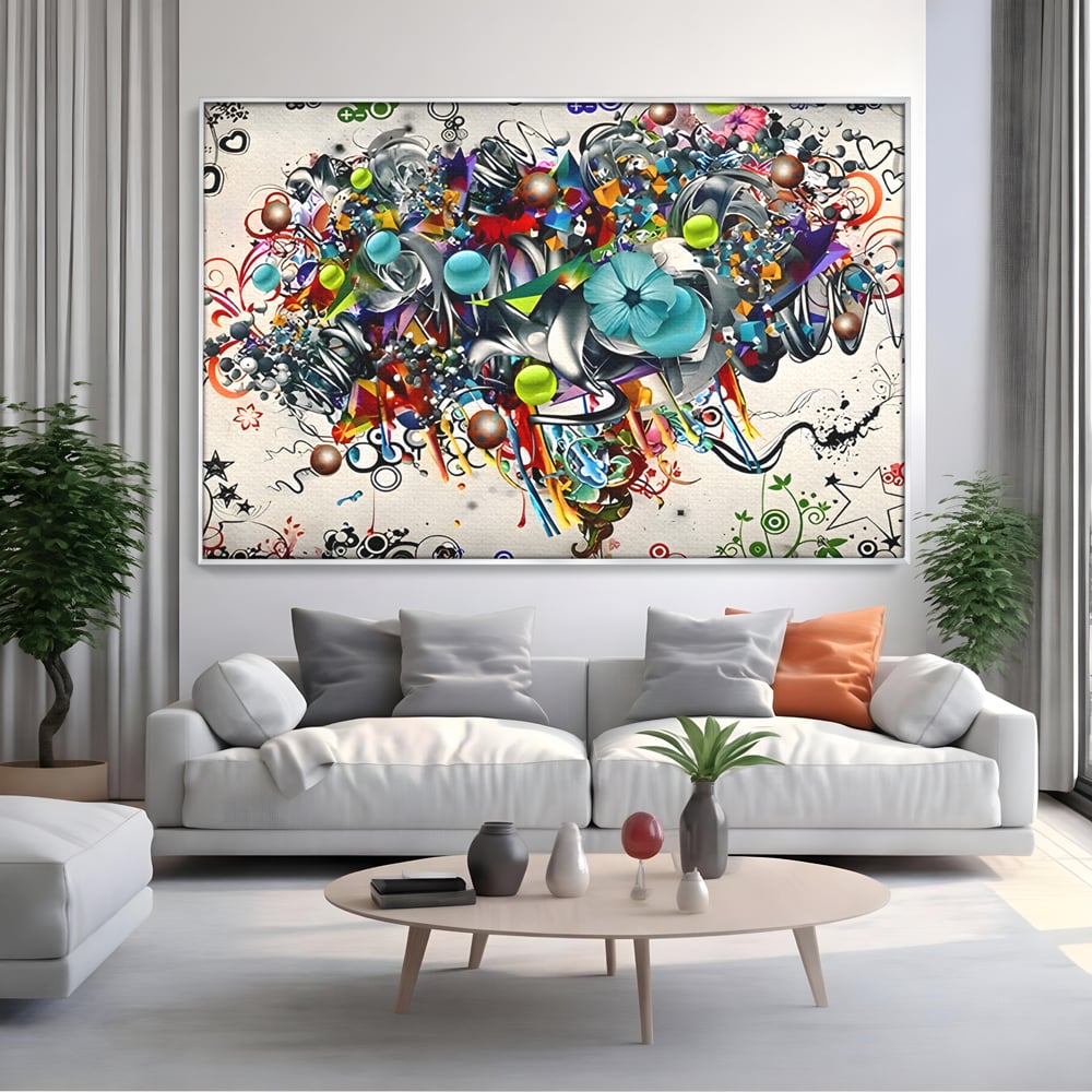 Tablou Canvas Premium LuxCanva® B1092, Jocul Culorilor , Living, Abstract, Flori, Colorat, Fun Times, Dormitor, Geometric, Culori Vibrante