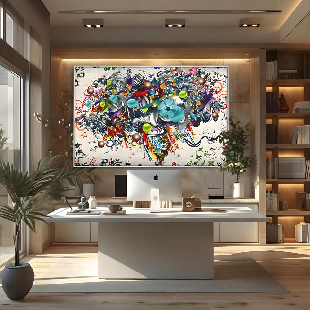 Tablou Canvas Premium LuxCanva® B1092, Jocul Culorilor , Living, Abstract, Flori, Colorat, Fun Times, Dormitor, Geometric, Culori Vibrante