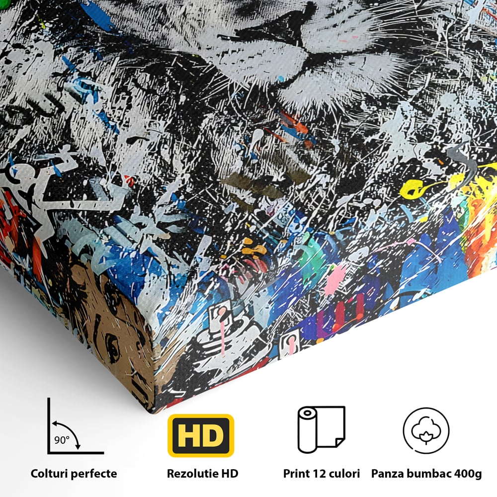 Tablou Canvas Premium LuxCanva® B1093, Leul de la Hollywood , Living, Vedere, Cinema, Colorat, King, Dormitor, Audrey Hepburn, Celebritati, Culori Vibrante