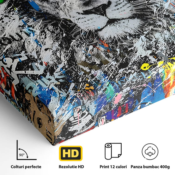 Tablou Canvas Premium LuxCanva® B1093, Leul de la Hollywood , Living, Vedere, Cinema, Colorat, King, Dormitor, Audrey Hepburn, Celebritati, Culori Vibrante