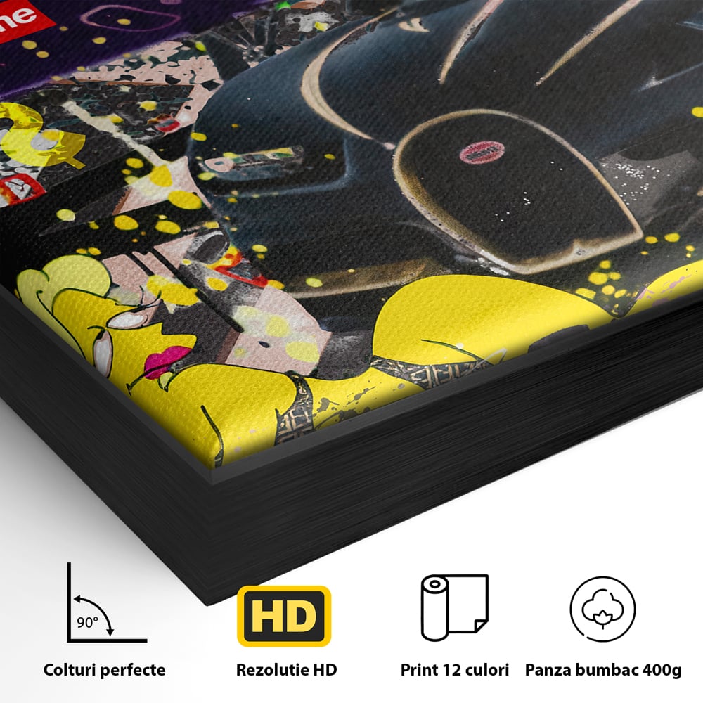 Tablou Canvas Premium LuxCanva® B1094, Homer Simpson , Living, Serial, Comedie, Familie, Avion, Masina De Lux, Culori Vibrante