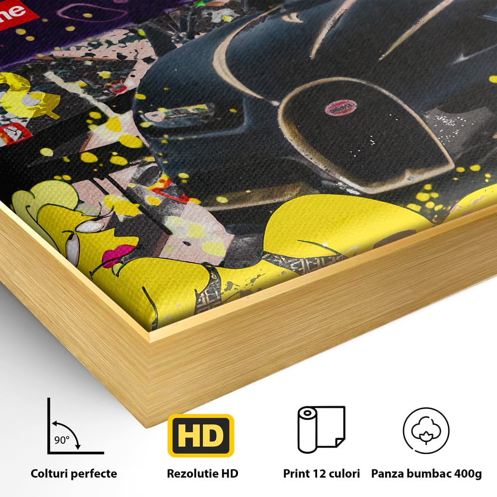 Tablou Canvas Premium LuxCanva® B1094, Homer Simpson , Living, Serial, Comedie, Familie, Avion, Masina De Lux, Culori Vibrante
