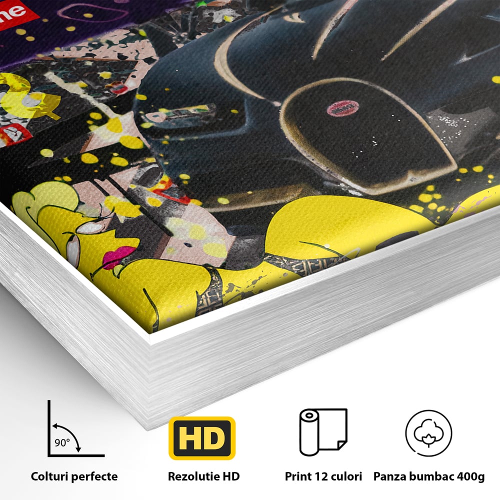 Tablou Canvas Premium LuxCanva® B1094, Homer Simpson , Living, Serial, Comedie, Familie, Avion, Masina De Lux, Culori Vibrante