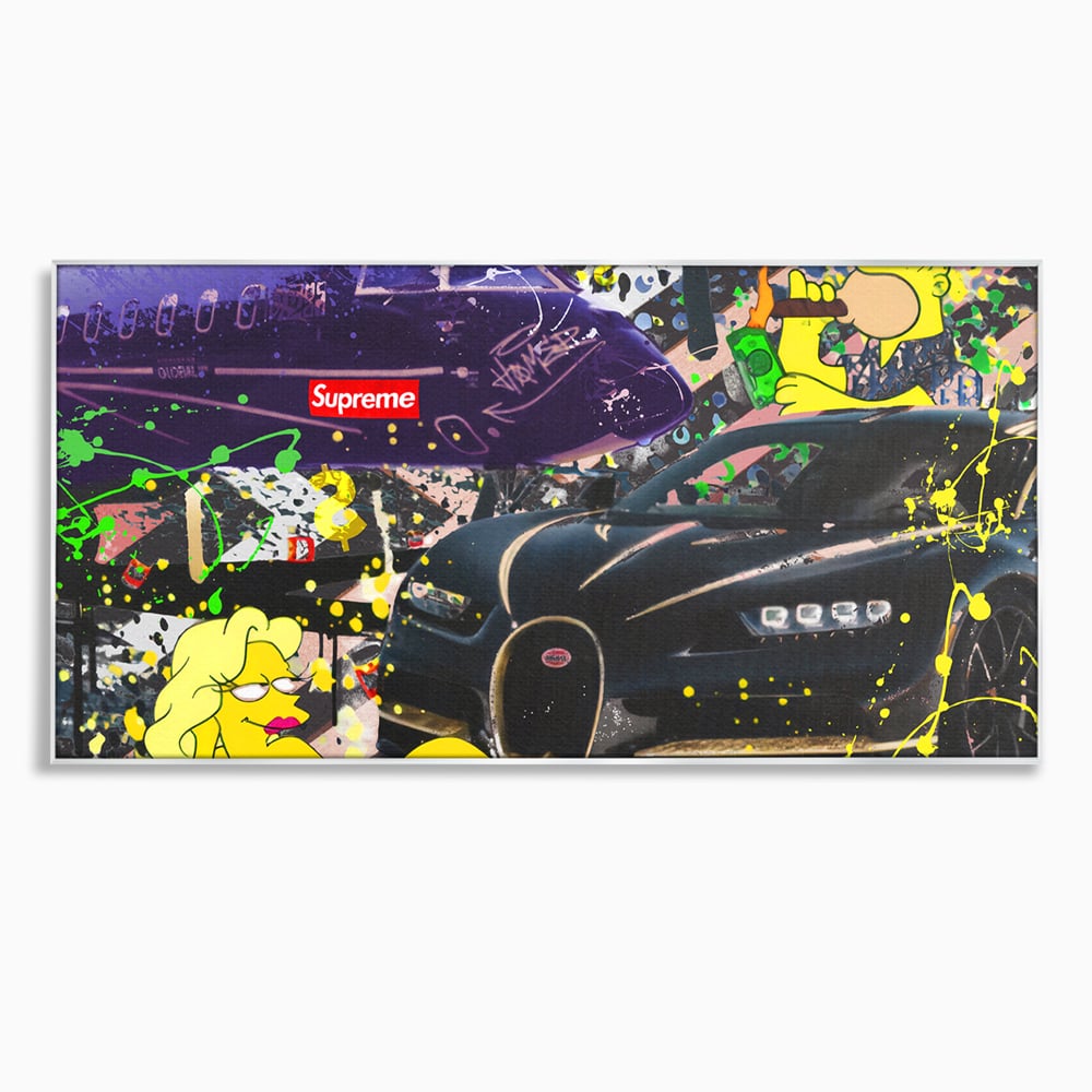 Tablou Canvas Premium LuxCanva® B1094, Homer Simpson , Living, Serial, Comedie, Familie, Avion, Masina De Lux, Culori Vibrante