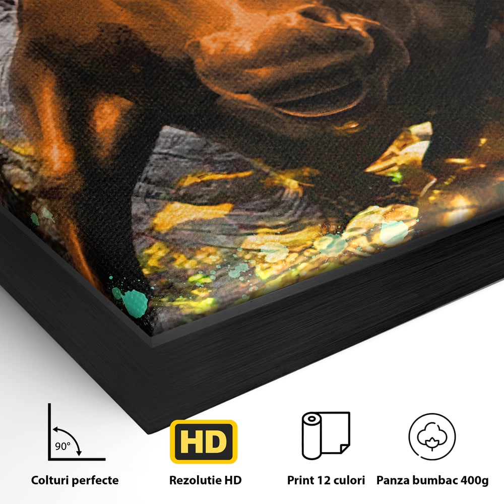 Tablou Canvas Premium LuxCanva® B1096, Dollar Bull , Birou, Taur, Bancnota, Dolar, Bar, Culori Vibrante