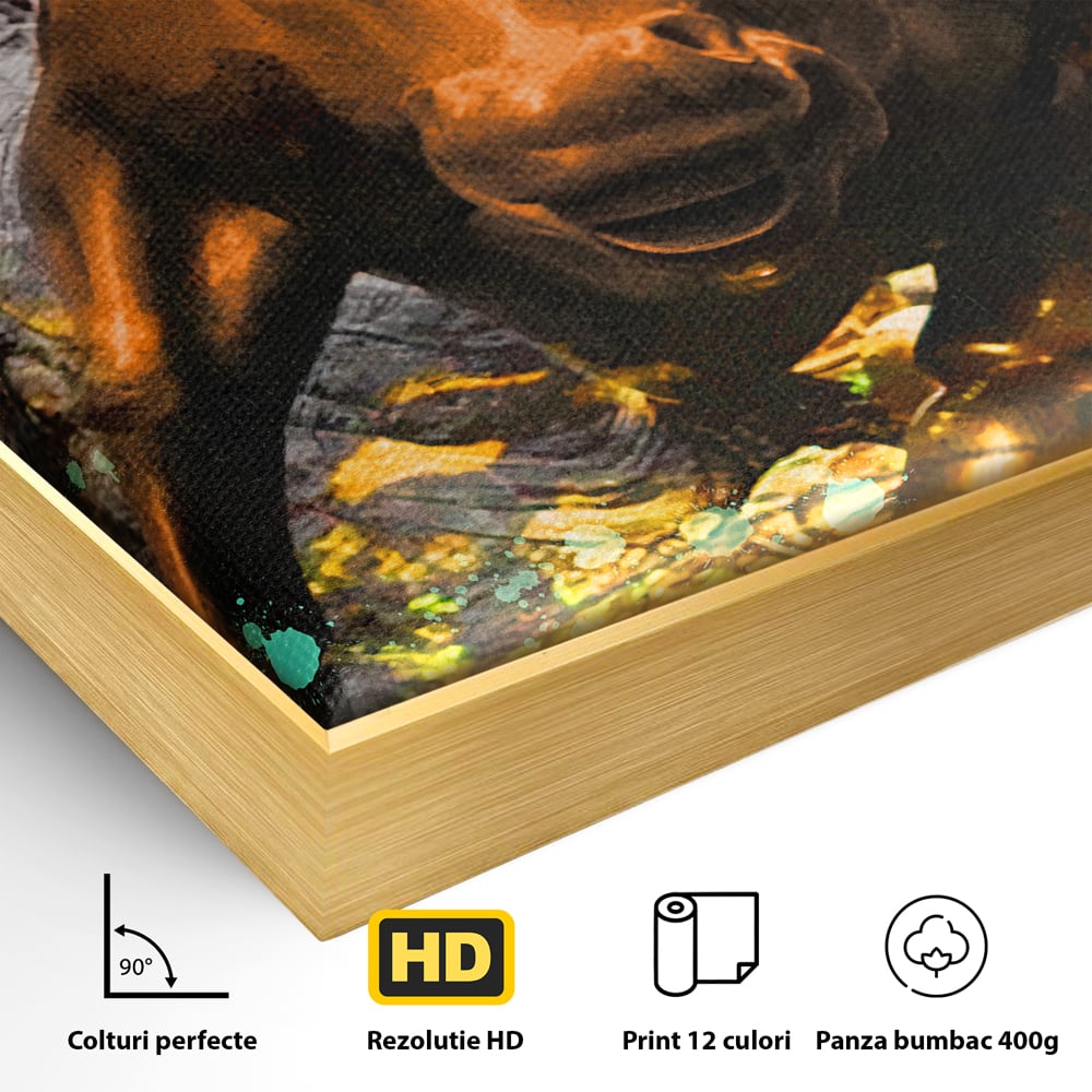 Tablou Canvas Premium LuxCanva® B1096, Dollar Bull , Birou, Taur, Bancnota, Dolar, Bar, Culori Vibrante